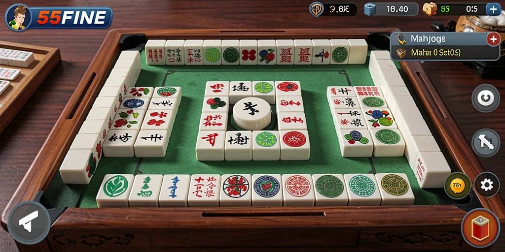 Screenshot gameplay 55FIVE menampilkan aksi seru yang menantang dalam permainan Mahjong.