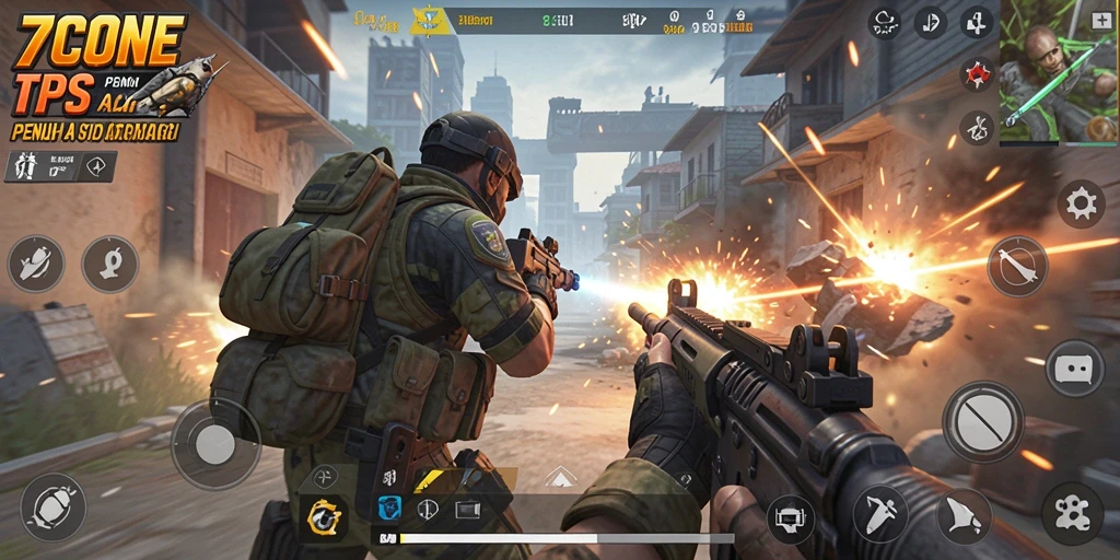 Tampilan menarik dari pertempuran intens game TPS 7CONE.