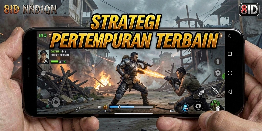 Screenshot gameplay 8ID menampilkan pertempuran epik antara dua pasukan.