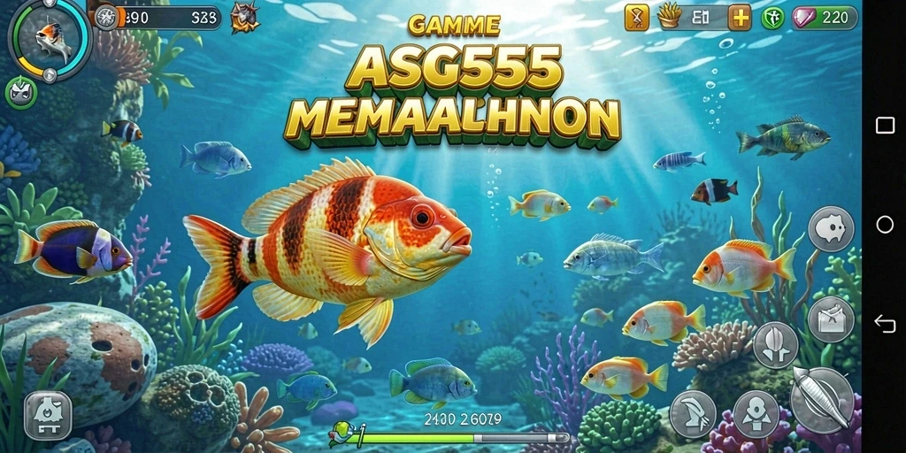 Tampilan gameplay ASG55 yang menegangkan dengan berbagai jenis ikan.