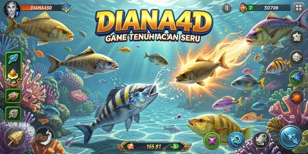 Screenshot DIANA4D menampilkan aksi seru saat menangkap ikan.