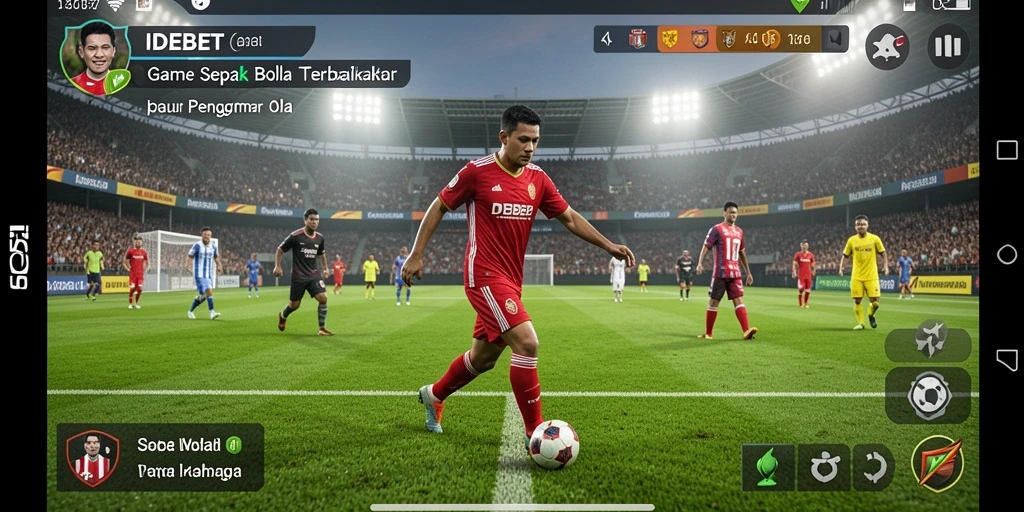 Tampilan gameplay IDEBET yang menarik dengan aksi sepak bola realistis.