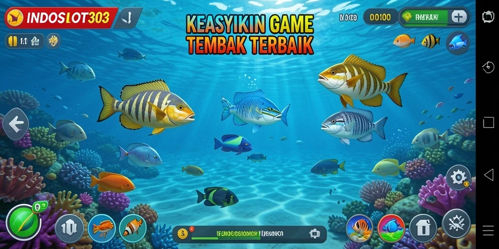 Tampilan gameplay seru di dalam aplikasi Tembak Ikan INDOSLOT303.