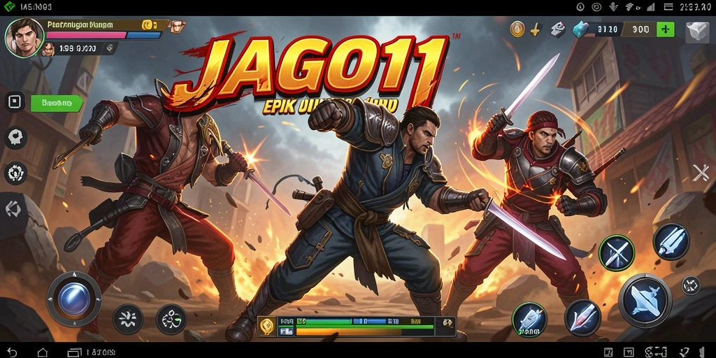 Screenshot utama JAGO11 menampilkan pertarungan ketat antar karakter.