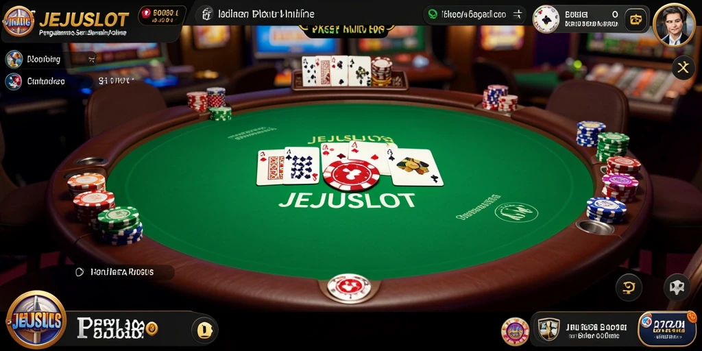 Tampilan gameplay menarik dari JEJUSLOT dengan suasana poker yang kental.