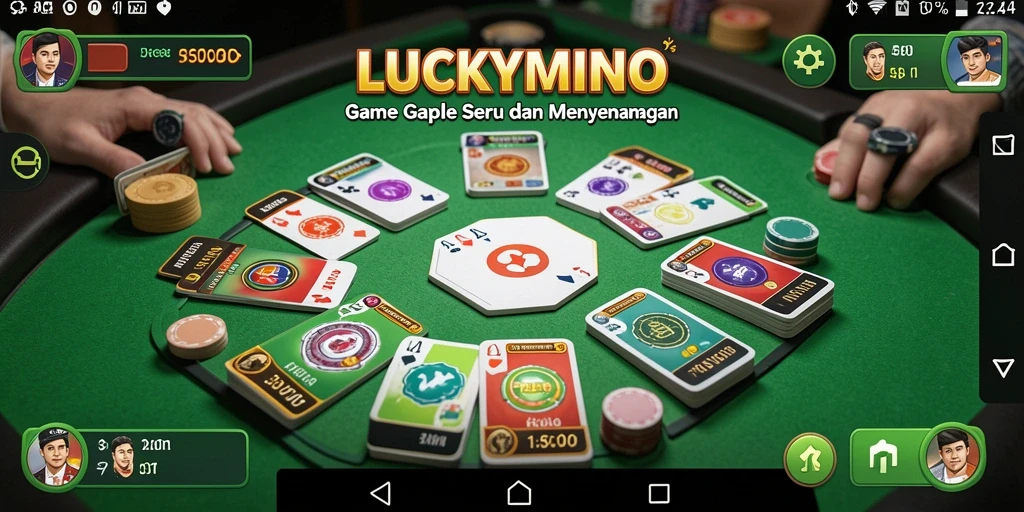 Tampilan gameplay seru LUCKYMINO dalam permainan Gaple.