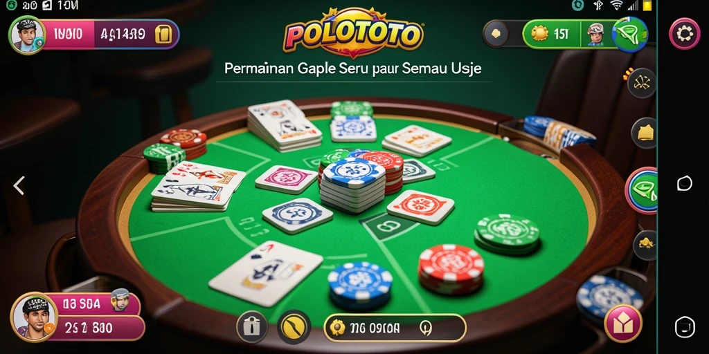 Screenshot gameplay POLOTOTO menampilkan keseruan permainan gaple.