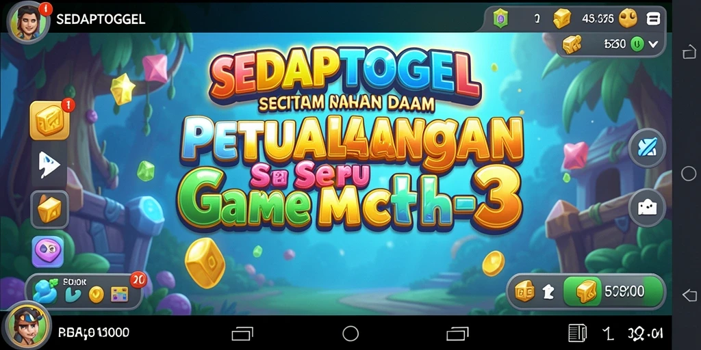 Gameplay seru SEDAPTOGEL dengan level Match-3 yang menantang.