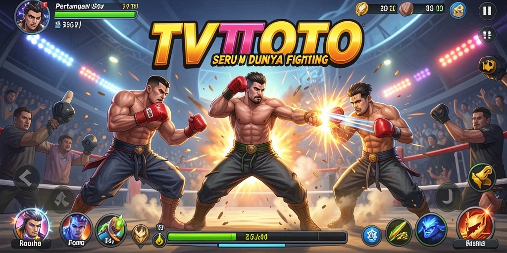 Tangkapan layar gameplay TVTOTO yang menampilkan duel seru antara karakter.