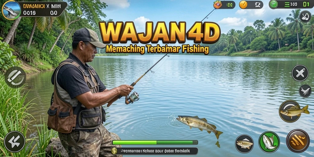 Screenshot gameplay menunjukkan pengalaman memancing yang mendebarkan.