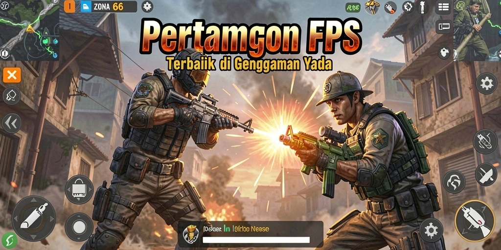 Tampilan gameplay seru ZONA66 dengan aksi tembak menembak intens.